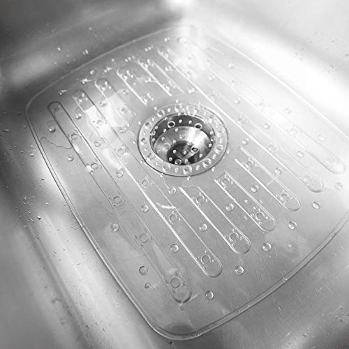 Home Basics PVC Kitchen Sink Dish Mat, Clear