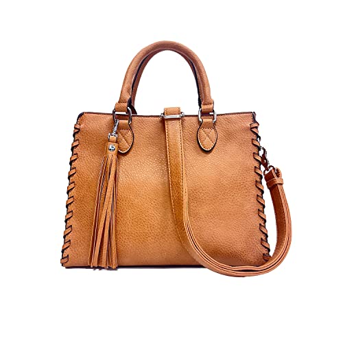 Lady Conceal Concealed Carry Purse – YKK Locking Laced Ann Concealed Weapon Satchel (Cinnamon)