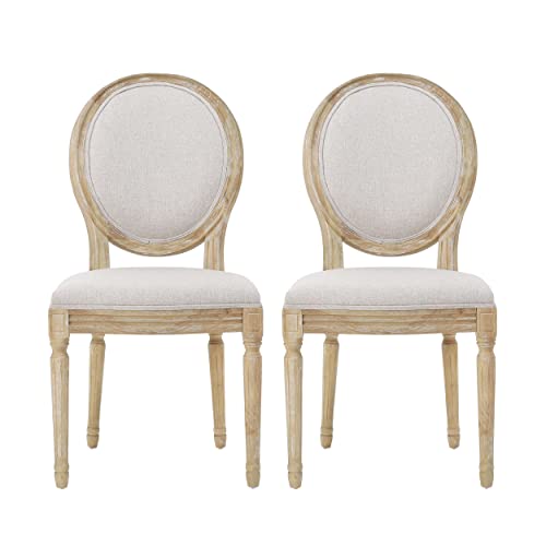 Christopher Knight Home Phinnaeus Beige Fabric Dining Chair (Set of 2), 2-Pcs Set