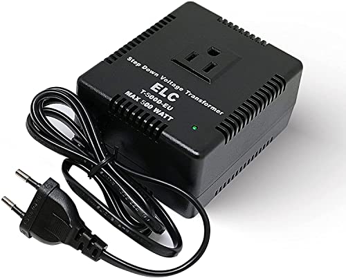 ELC 500-Watt Voltage Converter – Step Down – 220v to 110v / 240v to 120v Travel Power Converter – for Hair Straightener, Hair Dryer, Laptops and Chargers, CE Certified [3-Years Warranty]
