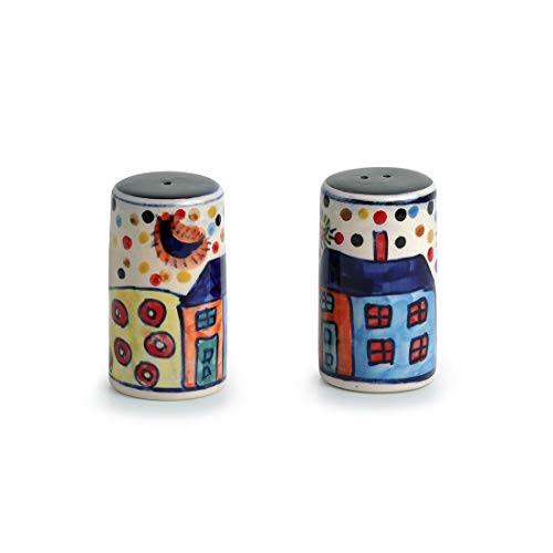 ExclusiveLane ‘Hut’ Hand-Painted Decorative Ceramic Salt and Pepper Shakers Set with Lids for Dining Table, Kitchen, Table Décor | Salt and Pepper Shaker for Home, Office (80 ML, Set of 2) | The Storepaperoomates Retail Market - Fast Affordable Shopping