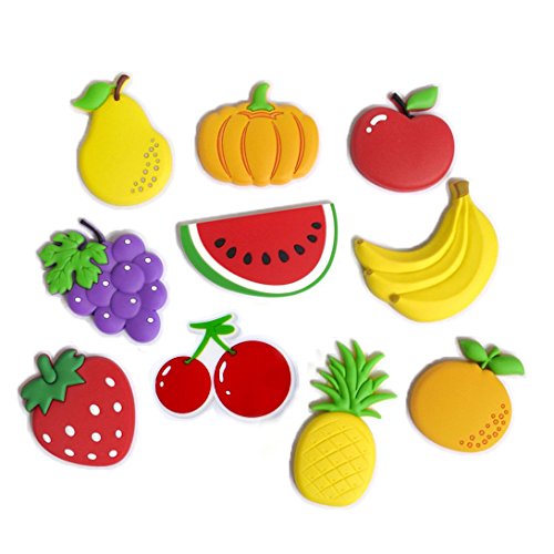 WOTOY Cute Cartoon Fruits Stereo Fridge Magnets for Kids Activity Home Decoration a Set of 10 Pieces
