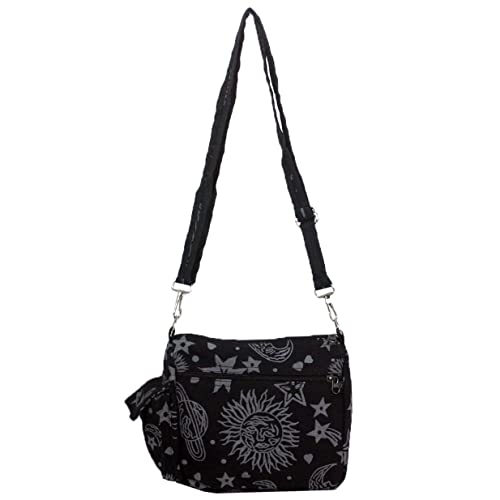 Sun Moon Stars and Planets Celestial Hippie Boho Crossbody Single Shoulder Bag (Black) | The Storepaperoomates Retail Market - Fast Affordable Shopping