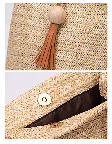 GL-Turelifes Medium Straw Bag Hand Weave Beach Handbag Summer Crossbody Shoulder Bags Bucket Tassel Totes for Women | The Storepaperoomates Retail Market - Fast Affordable Shopping