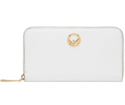 Fendi Zip-Around Ladies Large White Leather Wallet 8M0299A18BF11CB