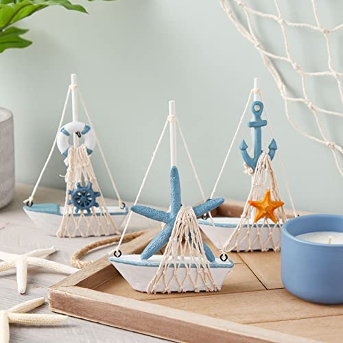 Juvale Set of 4 Nautical Nursery Decor for Boys, Miniature Sailboat Sea Decorations for Home Bathroom, Baby Shower (5 x 7 in) | The Storepaperoomates Retail Market - Fast Affordable Shopping