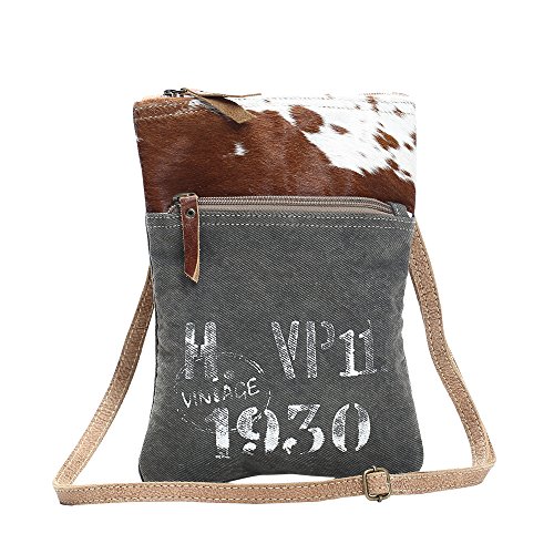 Myra Bag VP11 Cowhide & Upcycled Canvas Crossbody Bag S-1156