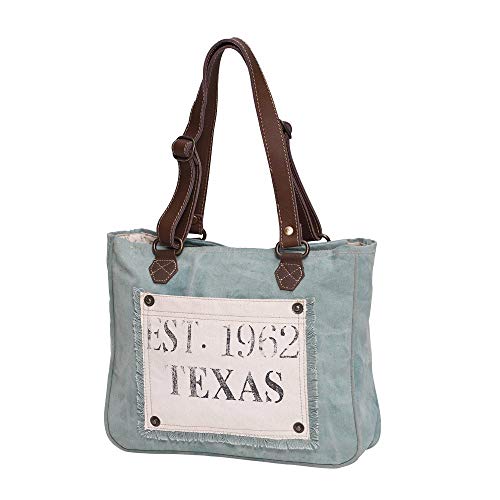 Myra Bag Turquoise Texas Upcycled Canvas Hand Bag S-0885