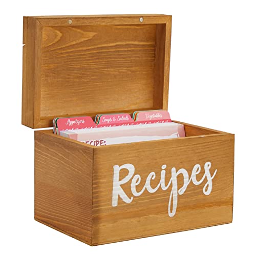 Juvale Wooden Recipe Box with 60 Blank 4×6 Cards and 24 Dividers with Tabs for Baking (7 x 5 x 5 in) | The Storepaperoomates Retail Market - Fast Affordable Shopping