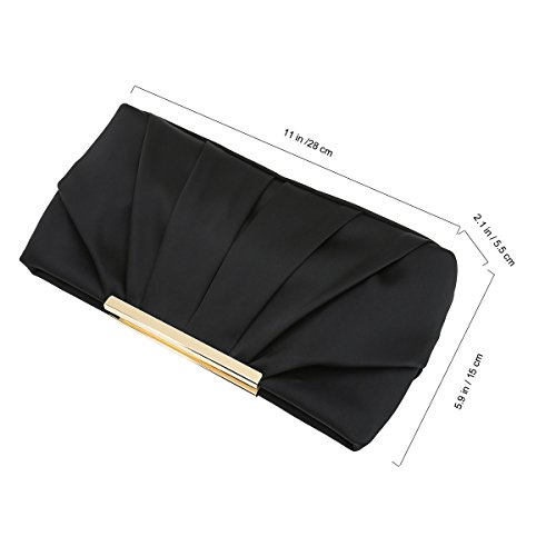 CHARMING TAILOR Clutch Evening Bag Elegant Pleated Satin Formal Handbag Simple Classy Purse for Women (Black) | The Storepaperoomates Retail Market - Fast Affordable Shopping
