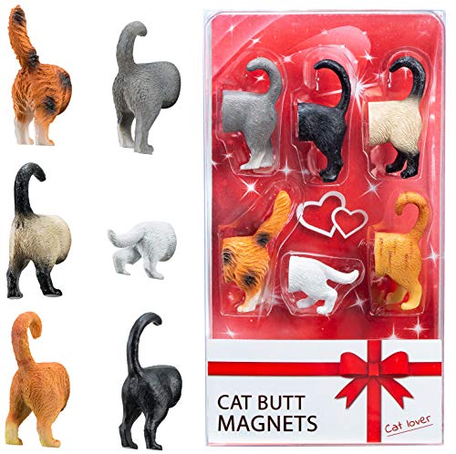 Cat Butt Refrigerator Magnets -Ready Gift Set of 6 for Cat and Pet Lovers – Home and Office Decoration