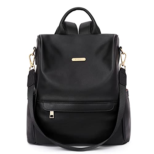 CLUCI Womens Backpack Purse Fashion Leather Large Travel Bag Ladies School Shoulder Bags Black
