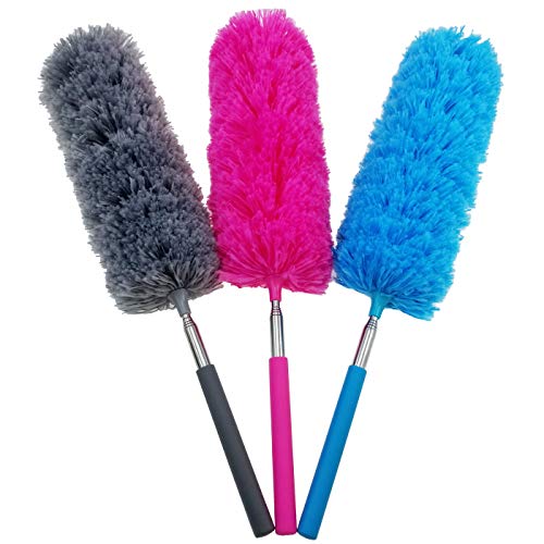 M-jump 3 PCS 15.7 to 35.5 Inch Extendable Telescoping Microfiber Duster Bendable Brush Washable Dusting Brush for Home Office Car