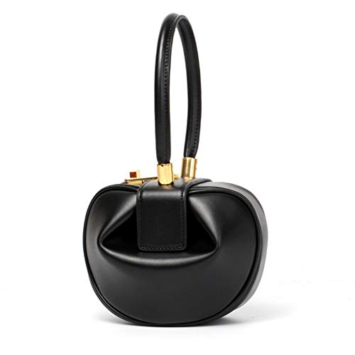 Normia Rita Handbags For Ladies Fashion Retro Genuine Leather Handmade Dumplings Satchel Women Small Shopping Dating Bag… (Black)