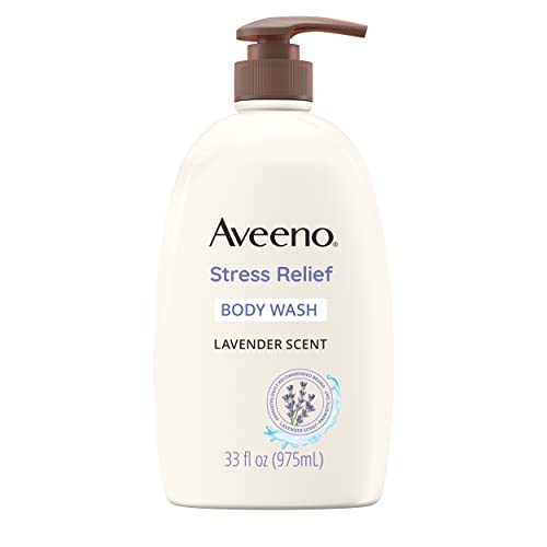Aveeno Stress Relief Body Wash with Soothing Oat, Gently Cleanses and Moisturizes with Lavender Scent, Chamomile & Ylang-Ylang Essential Oils, Dye-Free & Soap-Free Calming Body Wash, 33 fl. oz