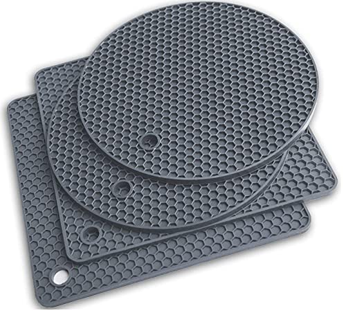 Silicone Trivet Mats – Pot Holders – Drying Mat Our potholders Kitchen Tools is Heat Resistant to 440°F, Non-Slip Durable Flexible Easy to wash and Dry and Contains 4 pcs by Q’s INN.