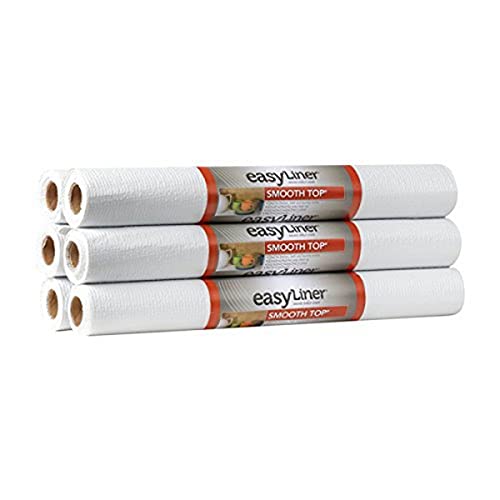 Duck Smooth Top Easy Liner Shelf Liner 20″ Wide Kitchen Pack, 6-Rolls, Each 6′ Length, White
