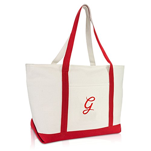 DALIX Premium Canvas Tote Bags Red Shoulder Bag Personalized Gifts G