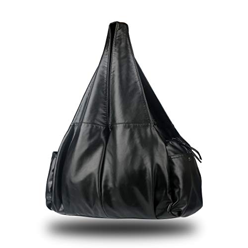 XMRSOY Handbag For Women,Large Slouchy Hobo Bag Soft Washed PU Leather Purse Amazing Multi Pocket Totes (Black)