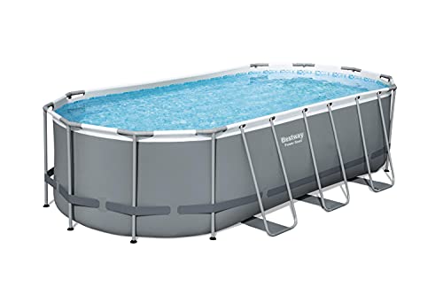 Bestway Power Steel 18′ x 9′ x 48″ Oval Above Ground Pool Set | Includes 1500 GPH Cartridge Filter Pump, Cover, & Ladder