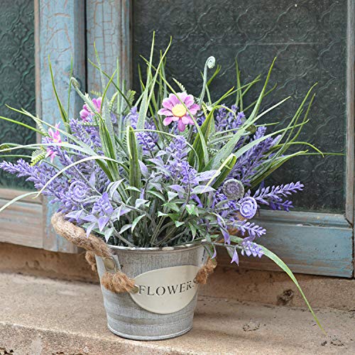 MIXROSE Artificial Plants Fake Lavender Flowers Purple in Metal Pot 10inch Height for Indoor Home Party Decoration | The Storepaperoomates Retail Market - Fast Affordable Shopping