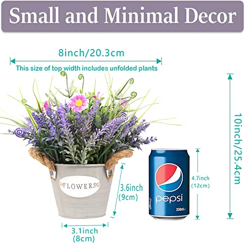 MIXROSE Artificial Plants Fake Lavender Flowers Purple in Metal Pot 10inch Height for Indoor Home Party Decoration | The Storepaperoomates Retail Market - Fast Affordable Shopping