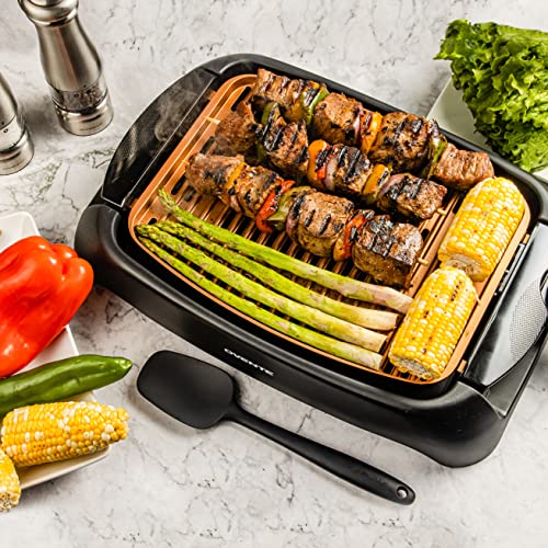 Ovente Electric Indoor Grill 13 x 10 Inch Nonstick Plate, Temperature Control with Large Grilling Surface Perfect for Cooking BBQ and Party, Portable and Easy to Clean Oil Drip Pan, Copper GD1632NLCO | The Storepaperoomates Retail Market - Fast Affordable Shopping