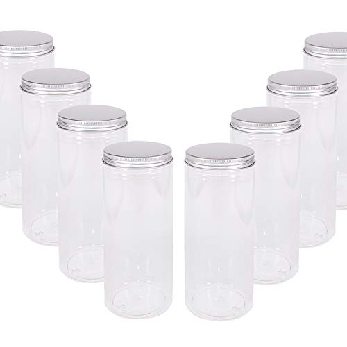 zmybcpack 8 Pack 20 oz (600 ml) Clear Straight Cylinders Plastic Storage Jars- Wide Opening Tubs with Aluminum Lids – BPA Free PET Container Home & Kitchen Storage of Dry Goods, Peanut, Candy | The Storepaperoomates Retail Market - Fast Affordable Shopping
