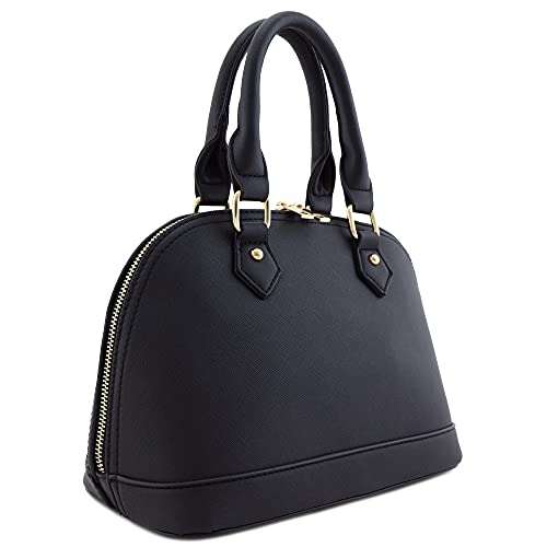 Zip-Around Saffiano Classic Dome Satchel (Black) | The Storepaperoomates Retail Market - Fast Affordable Shopping