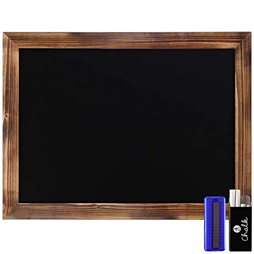 Rustic Torched Wood Magnetic Wall Chalkboard, Large Size 18″ x 24″, Framed Chalkboard – Decorative Magnet Board Great for Kitchen Decor, Weddings, Restaurant Menus and More! … (18″ x 24″)…