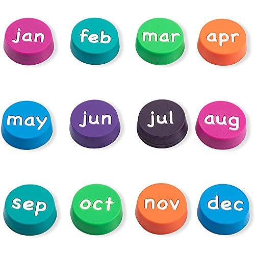 Rubber Monthly Refrigerator Magnets for Home, Office, January to December (12 Pieces)
