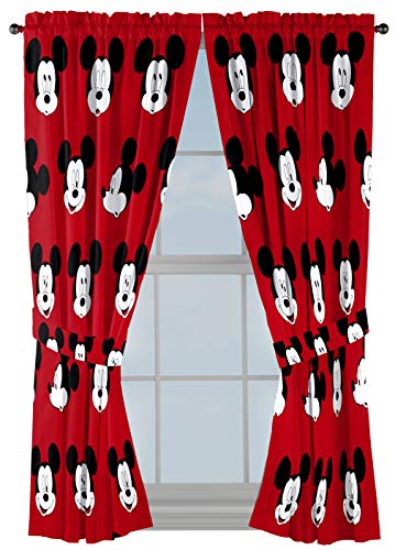 Disney Mickey Mouse Cute Faces 63″ inch Drapes 4 Piece Set – Beautiful Room Décor & Easy Set up – Window Curtains Include 2 Panels & 2 Tiebacks (Official Disney Product)