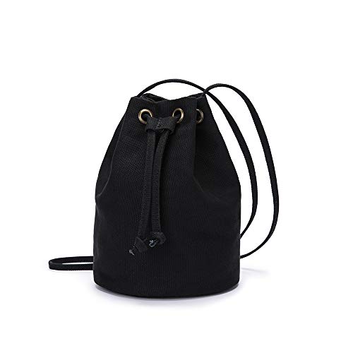 Bucket Bag Purse Women Drawstring Purses Women Bucket Purses Hand Bag Anti Theft Crossbody Purse Zipper HoBo Designer Shoulder Bag (Black, 6.29”(L)6.29”(W)8.46”(H))