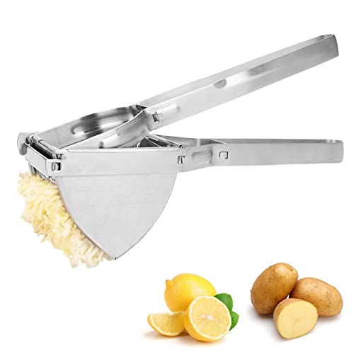 Potato Ricer, Stainless Steel Potato Ricer and Masher Commercial Potato Fruit Meat Press Chopper Mincer Masher Crusher Helper with Ergonomic Comfort Grip for Home Kitchen, 11.02 x 3.15 x 4.13inch