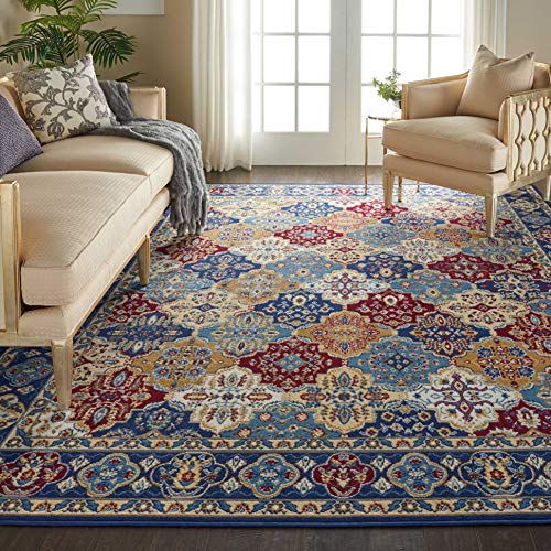 Nourison Grafix Persian Multicolor 7’10” x 9’10” Area Rug, Easy -Cleaning, Non Shedding, Bed Room, Living Room, Dining Room, Kitchen (8×10)