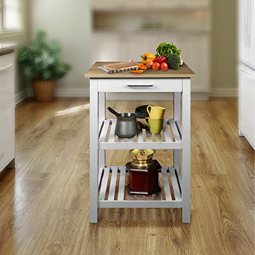 Casual Home Sunrise (Small) with Solid Harvest Hardwood Top Kitchen Island, 22.75″W, Natural&White | The Storepaperoomates Retail Market - Fast Affordable Shopping