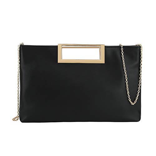 Charming Tailor Fashion PU Leather Handbag Stylish Women Convertible Clutch Purse (Black)