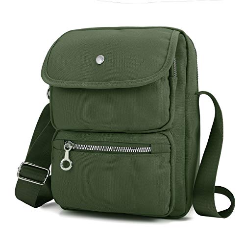 Crossbody Bag for Women, JOSEKO Multi-Pocketed Nylon Shoulder Bag Purse Travel Passport Bag Messenger Bag (7.87”(L) x 2.76”(W) x 10.24”(H), Green)