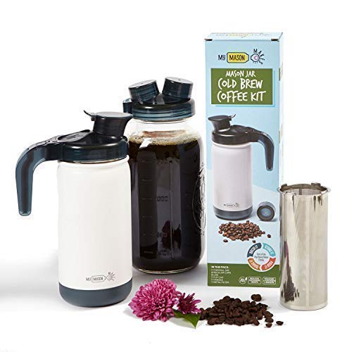 My Mason Makes -35 oz Cold Brew Coffee Maker Kit – Make Great Iced Coffee or Tea at Home this Christmas- Professional coffee system with Insulated Jar to Keep Your Cold Brew Perfectly Cold