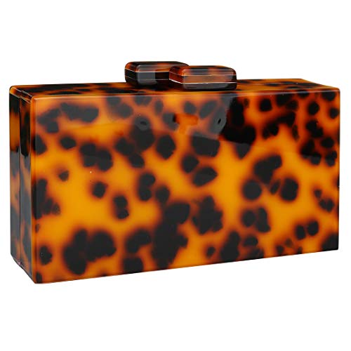 EROGE Acrylic Clutch Purse Perspex Box Colorful Geometric Design Handbags for Women (Amber)
