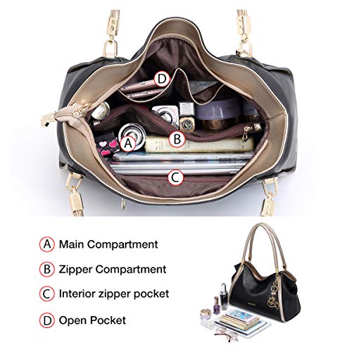 Leather Handbags for Women, Genuine Leather Large Capacity Ladies Top-handle Bags with Adjustable Shoulder Strap Womens Designer Crossbody Zipper Bags Women’s Real Leather Messenger Satchel (Black) | The Storepaperoomates Retail Market - Fast Affordable Shopping