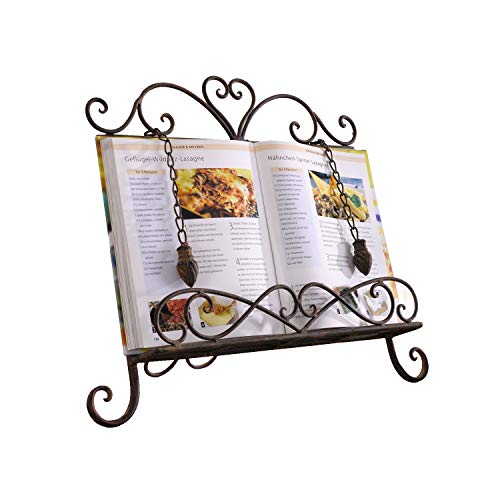 Antique Metal Cookbook Stand Recipe Book Stand for Kitchen Easel Weighted Chain for Gift