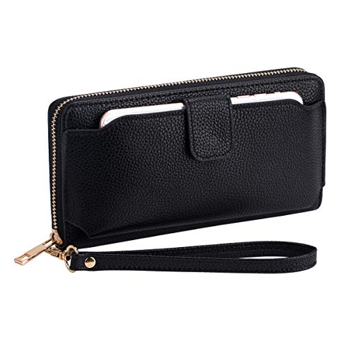 Women Wristlet Wallet with Cell Phone Holder Zip Around Handbag