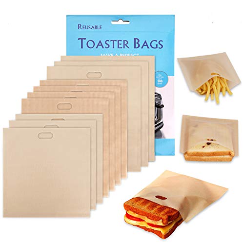 10 Toaster Bags Reusable grilled cheese bags Non Stick Toaster Bag for Sandwiches, Chicken, Nuggets, Panini and Garlic Toasts