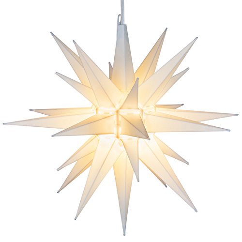 Elf Logic – 21″ Large White Moravian Star – Hanging Outdoor Christmas Star Light – Use as Holiday Decoration, Porch Light, 3D Fixture, Advent Star (21 Inch Assembly Required) (LED)