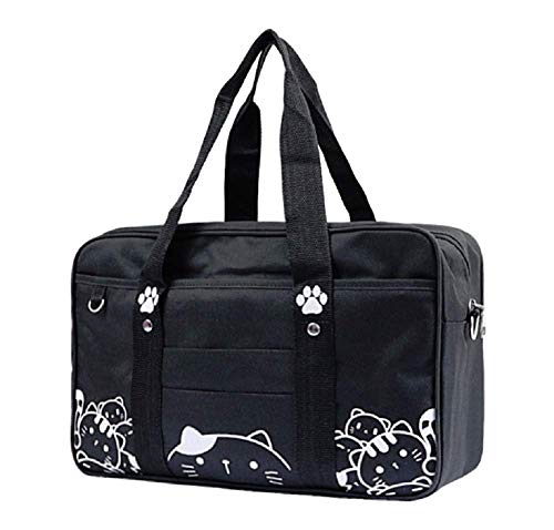 GK-O Japanese JK Uniform Bag Cute Cat Kawaii Lolita Handbag School Messenger Shoulder Bags (Black)