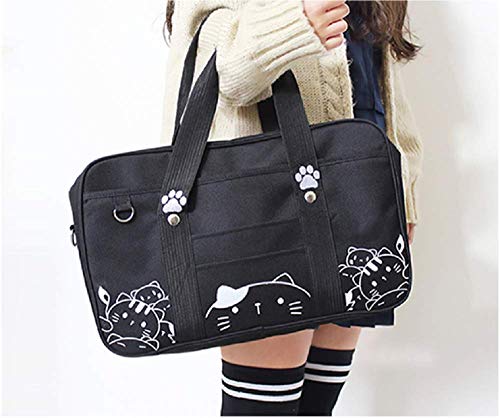 GK-O Japanese JK Uniform Bag Cute Cat Kawaii Lolita Handbag School Messenger Shoulder Bags (Black) | The Storepaperoomates Retail Market - Fast Affordable Shopping