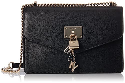 DKNY Women’s Everyday Multipurpose Crossbody Handbag Shoulder Bag, Black/Gold Elissa Large, One Size US