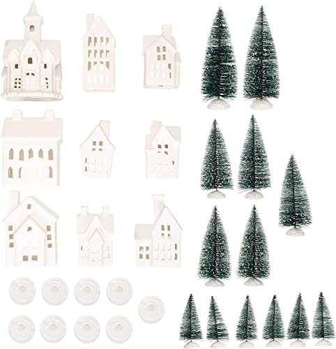 Mark Feldstein & Associates Winter Village LED Tea Light 31 Piece Porcelain Tabletop Christmas Figurine Boxed Set