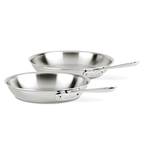 All-Clad D3 Stainless Steel Frying pan cookware set, 10 and 12-Inch, Silver